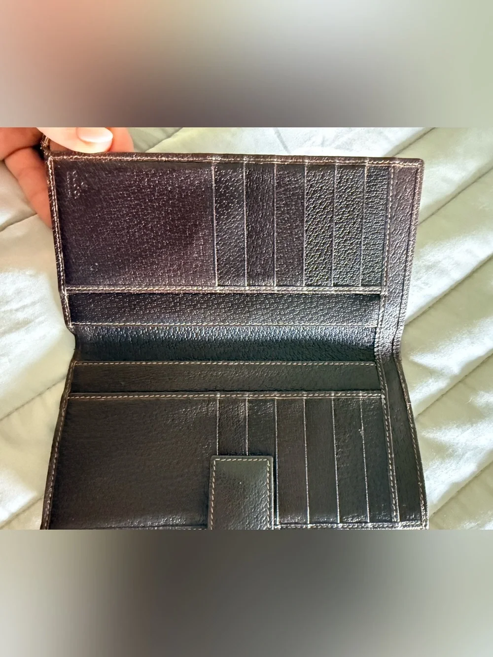 Gucci GG Monogram Canvas Continental Wallet Brown Leather Trim